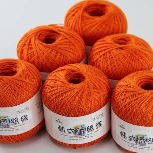 New Soft 6ballsx50g Hand Cotton Lace Wool Yarn Crochet Shawl Scarf Knitting 16123 Orange