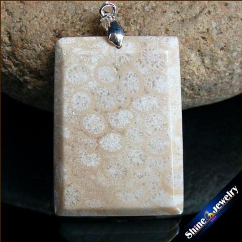 New Classic Hot Natural Healing Crinoid Fossil Gem Stone Pendant Necklace For Women And Men Chrysanthemum Stone Jewelry CS686