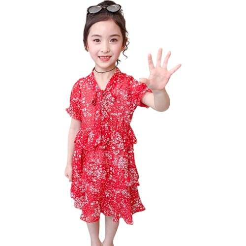 Girls Dress Floral Pattern Girls' Dresses Sleeveless Children Party Dresses Summer Girls Costumes Kids 6 8 10 12 14