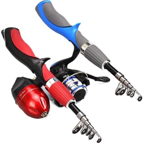 1PCS Portable Telescopic Mini Fishing Rod Pole Pen Shape Folded Fishing Rod With Reel Wheel For Outdoor River Lake Fishing