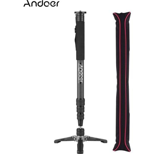 Andoer Portable Carbon Fiber Camera Monopod 34mm Larger Pipe Diameter with 4 Sections Adjustable Height for DSLR Cameras