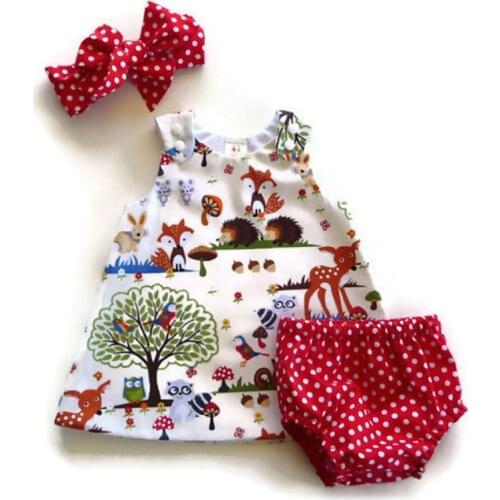 Newborn Baby Girl Clothes Toddler Floral Headband Cartoon Dress Dot Shorts Outfits Clothes 0-24M 3pcs sets