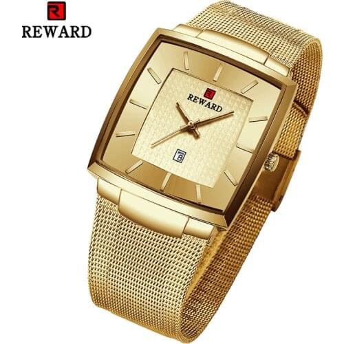 New Top Brand Men Gold Watch Luxury Business Classic Quartz Watches Waterproof Stainless Steel Wrist Watch -- Reward RD62009M