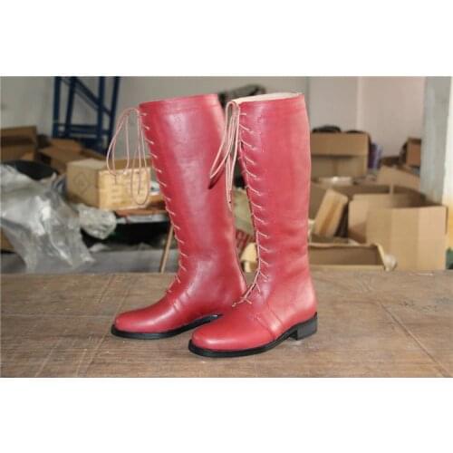 Aoud Saddley Horse Riding Boots Full Leather Equestrian Boots High Quality Back Zipper Shoes Color Red Shoes Unisex Halters