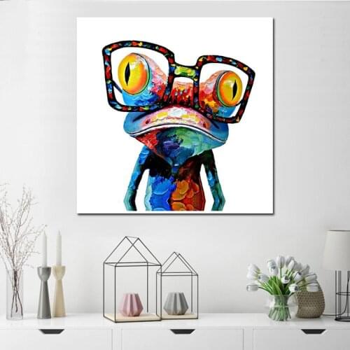 Morden Wall art Animal Canvas Painting Wall Pictures Glasses Frog Prints Oil Painting for Living Room Home Decoration No Frame