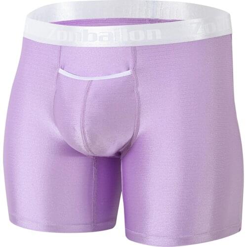 2021 New ZONBAILON Mens Panties Long Leg Nylon Breathable Open Fly Boxers No Ride Up With Flex Waistband 1 pcs Summer Suitable