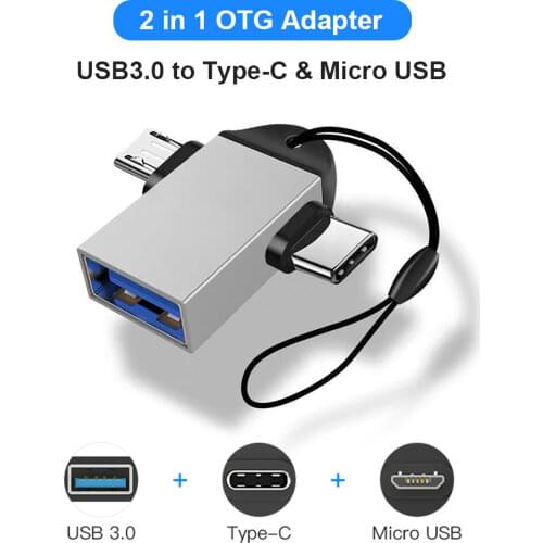 2-in-1 Type-C Micro USB OTG Adapter For Android/Huawei USB 3.0 Data Transmit Converters For Tablet Hard Disk Drive Phone
