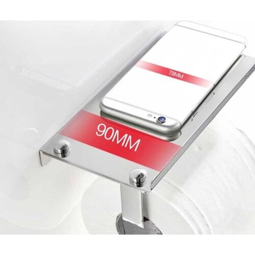 Bathroom Toilet Roll Paper Holder Wall Mount Stainless Steel Bathroom WC Paper Phone Holder Tissue Boxes with Storage Shelf Rack