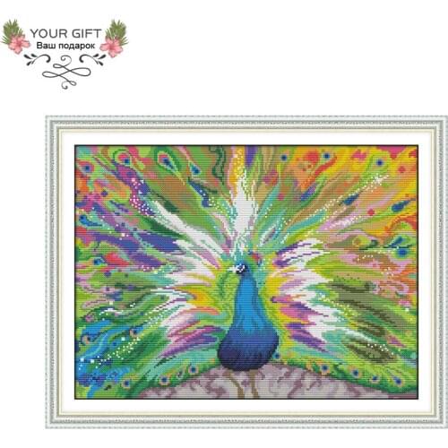Your Gift DA209 14CT 11CT Counted and Stamped Home Decor The Peacock Spreads Its Tail Needlework Needlepoint Cross Stitch kits