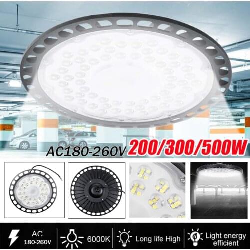 500W LED High Bay Light AC220V Waterproof Warehouse Garage Lights Super Bright Industrial Lighting UFO Workshop Ceiling Lights