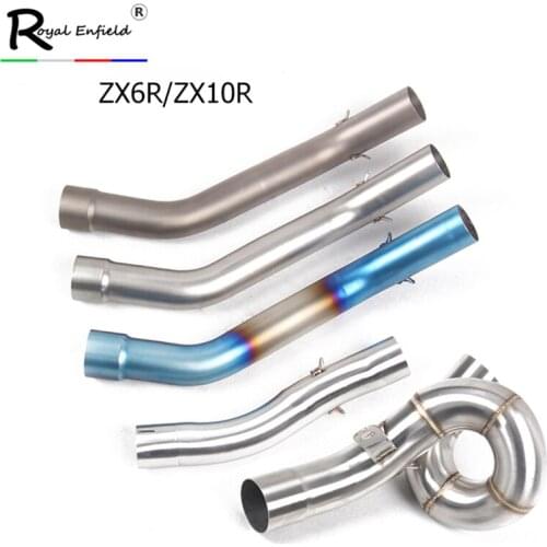Exhaust Mid Pipe for Kawasaki ZX6R ZX-6R for Kawasaki ZX10R Motorcycle Exhaust Pipe Reserve Remove Catalyst Slip On 2004-2017