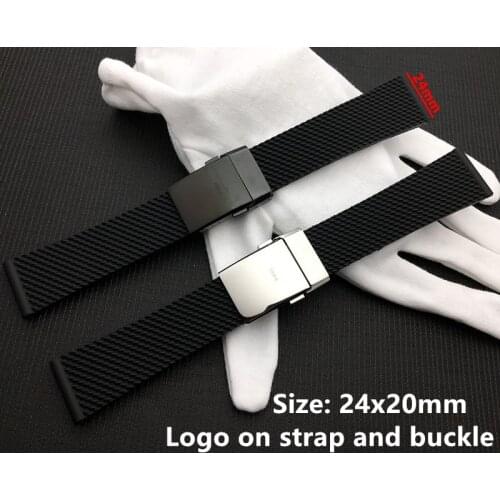 Top brand Quality Black soft Silicone Rubber Watch band 24mm WatchBand Bracelet For navitimer/avenger/Breitling strap free tools