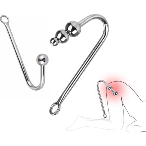 Adult Stainless Steel Anal Hook Prostate Massage Gay Butt Plug With Ball Anal Plug Dilator Metal Sex Toys For Men And Women