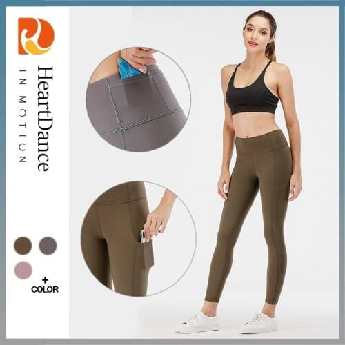 Lulu Fitness Female Full Length Leggings With Pockets High Waist Yoga Pants Seamless Pants Running Jogging Sports Gym Tights