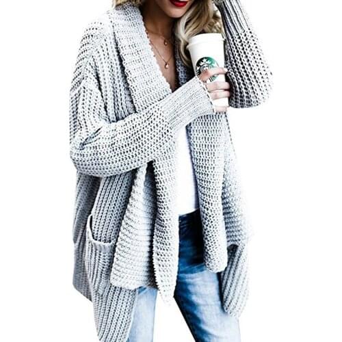 BYUAN Long Sweaters Ladies Solid Knitted Sweater Women Coat 2018 Autumn Winter Fall Sweaters for Women Cardigan Sweater Mujer