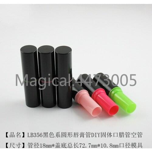 10/50/100/300pcs 10.8mm Mold Filling DIY Empty 3.5g Small Black Lipstick Tube Cylindrical Mouth Wax Tube Lip Balm Plastic Tube