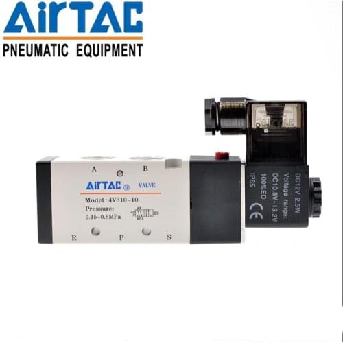 1x 4V310-10 5Ports2Position Single Solenoid Pneumatic Air Valve 3/8" BSPT DC24V 12V AC 36V 110V 220V 5 Port / 5 Way