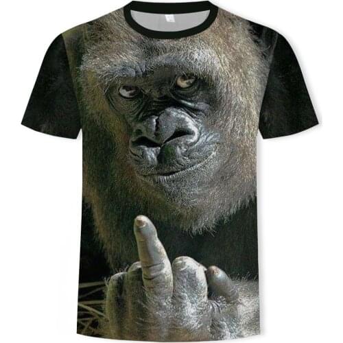 2021 summer 3D printed animal monkey gorilla short sleeve funny design casual top T-shirt men