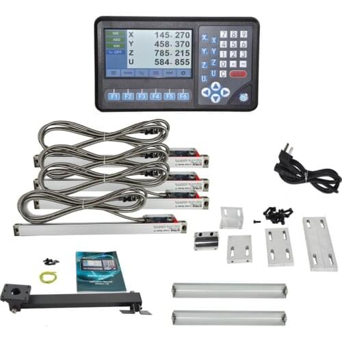 4 Axis Dro Digital Readout,LCD Digital Readout and 1um 4pcs Linear Optical Glass Scale (50-1000mm) Slim Linear Scale