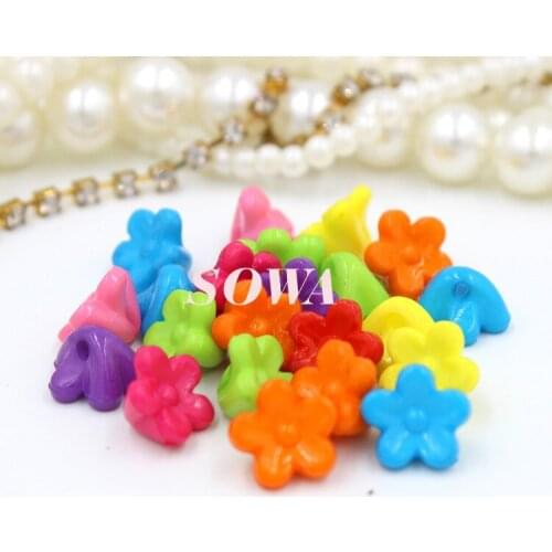 Free shipping 300pcs11mm mixed colors Daisy flower Acrylic Cube Beads Double Opening for DIY Loom Rubber Bands Charm Bracelets