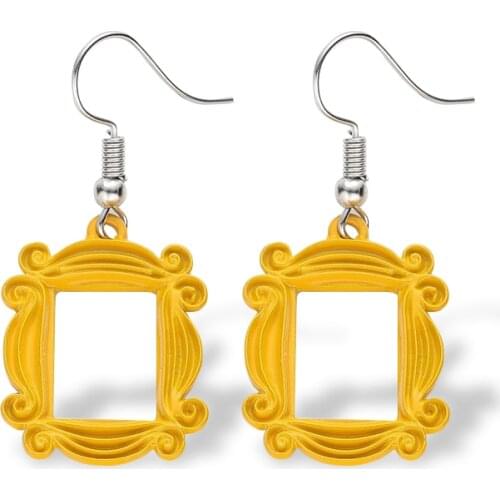 Friends TV Show Big Earrings Peephole Frame Yellow Earring Classic Jewelry Best Friend/Valentine'Day Gift Women Earring