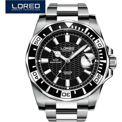 LOREO Mens Watches Outdoor Sports Watches Mens Sapphire Diving Clock Waterproof Military Male Wrist Watch dropshipping
