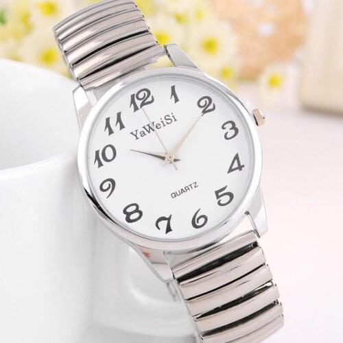 Womens Watch Analog Quartz Dress Stainless Steel Band Gift Elastic Strap Telescopic Watch Fashion Clock Ladies N1F7