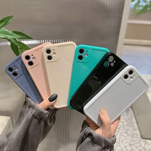 Apple Phone Case iPhone 12 11 Pro Max Simple Solid Color Square X XS XR 8 7 Plus SE Ultra-Thin Soft Silicone TPU Protective Case