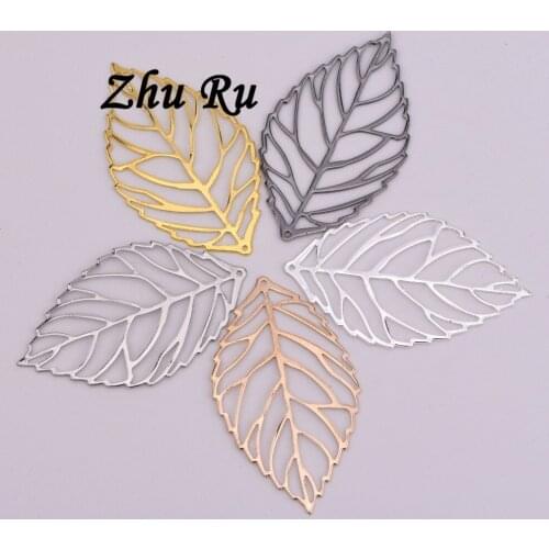 ZHU RU 10pcs/lot 53*31mm leaf foliage Plant stems and leaves shape Dry trunk Charms DIY Floating Pendant jewelry materials
