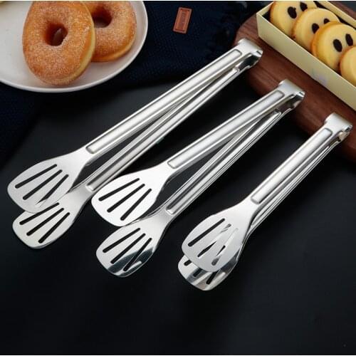 Stainless Steel Food Tongs Buffet Cooking Tool Anti Heat Bread Clip Pastry Clamp Barbecue Kitchen Tongs Steel Kitchen Utensils