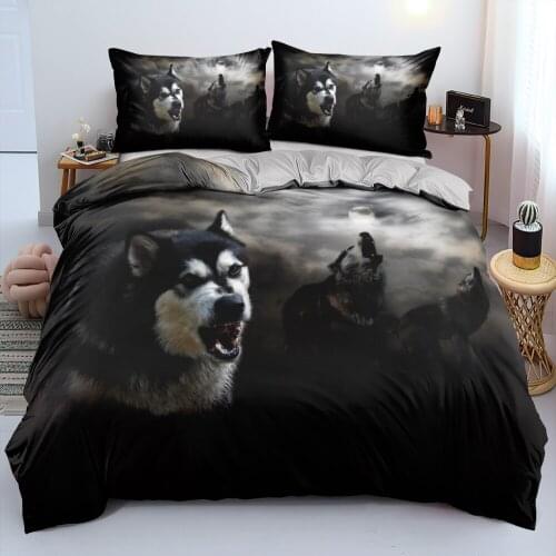 Duvet Cover Sets Wolves Double,Twin,Single Digital Printing Comforter Covers 3pcs Bed Linen Bedding Set Gray 150x200cm Size