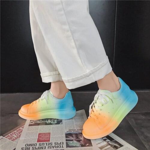 DEPKSLY Colorful Couple Casual Shoes Female Fashion Sneakes Outdoor Vulcanized Shoes 2020 New Couple Casual Sneakers Luminous