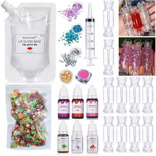 Laser Butterfly Lip Gloss Diy Kit Moisturizing Lip Gloss Base Gel Oil Glitter Lipgloss Color Pigment Powder Flavoring Oil Tools