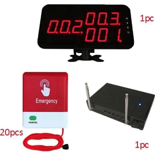 Medical Equipment Hospital Wireless Nurse Call Bell System 1 Screen 20 Pull Cord Button 1 Signal Repeater