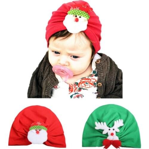Cute Cartoon Santa Claus Deer Beanie Hats For Newborn Baby Children Christmas Winter Warm Turban Cap
