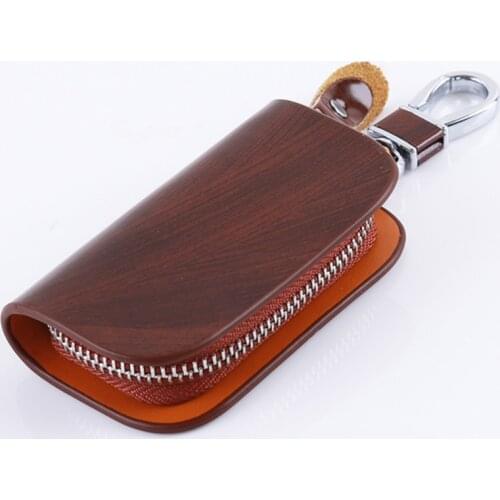 Men Key Holder Housekeeper Keys Organizer Wallet Keychain Covers Zipper Key Case Bag Leather Car Key Wallets