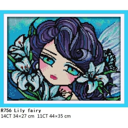 Joy Sunday Stamped Cross Stitch Kit Embroidery Needlework Counted Fabric Lily Fairy Patterns 11CT 14CT Printed Thread Home Decor