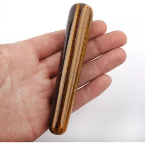 MOKAGY Natural Crystal Wand Massage Healing Tiger Eye Point 1pc