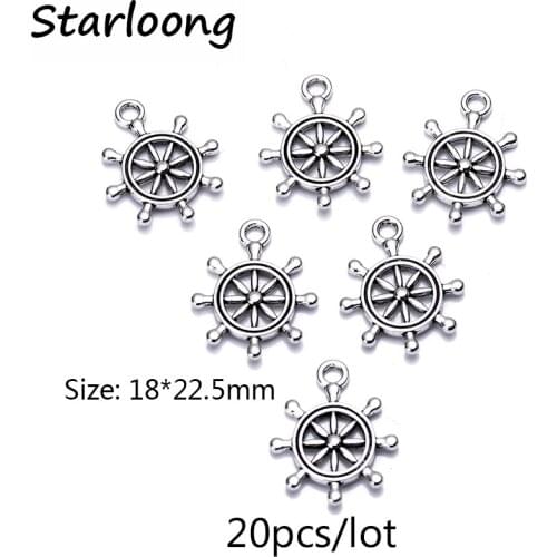 20pcs/lot new arrival zinc alloy antique silver plated Rudder charm pendants for Bracelet Necklace DIY Jewelry Making
