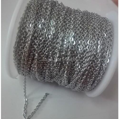 One Roll 100meter/roll Thin 2.0mm Stainless Steel Strong Oval Link chain jewelry finding / Marking Chain DIY