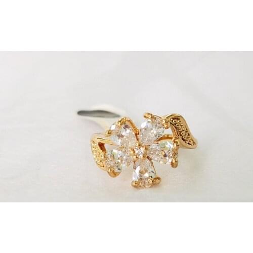 Wholesale Vintage Flowers CZ Stone Fashion Finger Rings Korea Rings for Women Girl Party Jewelry