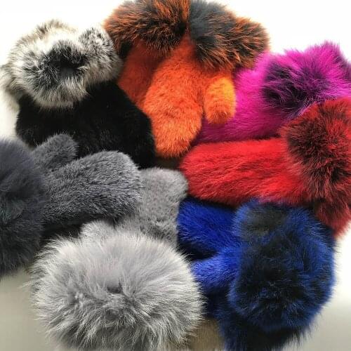 Magicfur - 1PCS Real Mink With Fox Fur Mittens Knitted Gloves Winter Warm Gloves Real Fur Womens Glove