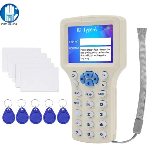 10 English Frequency RFID Copier Duplicator 125KHz Key fob NFC Reader Writer 13.56MHz Encrypted Programmer USB UID Copy Card Tag