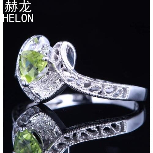 925 Sterling Silver Trillion 5x5mm 100% Genuine Peridot & Diamonds Jewelry Engagement Vintage Art Deco Wedding Ring wholesale