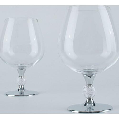 Wedding Glass Tableware Whisky Wine Glasses Stainless Steel Crystal Ball Decorated Stand Brandy Crystal Drinks Glass Kitchen