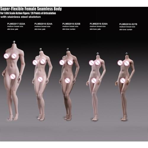 TBLeague Phicen S24A/25B/26A/27B/S22A 1/6 Scale Asian Girl Female Pale&Suntan Medium Bust Seamless Flexible Body Doll 12" Figure