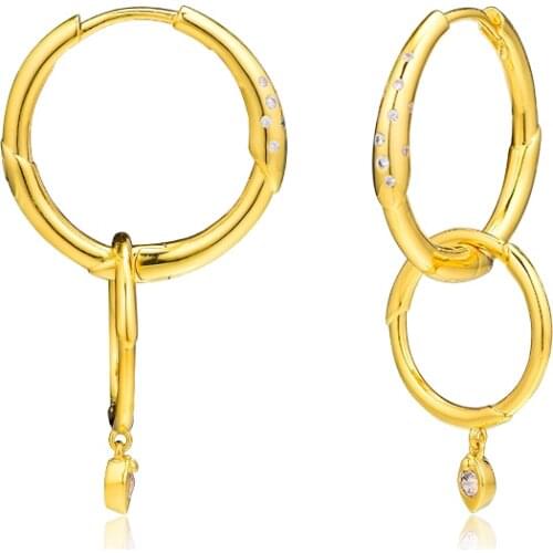 Spring Garden Shine Flower Stem Earring Hoops Sterling Silver Jewelry Woman DIY Fashion Jewelry Party Earrings