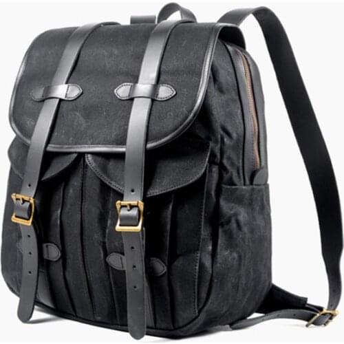 VZVA Waxed Canvas Backpack For men Durable Rucksacks Rugged Backpacks Outdoor Travel Laptop Bags Hiking Knapsack