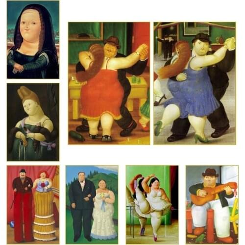 Fun Art Fat Dancer Couple Fernando Botero Posters and Patterns of Canvas Paintings Decorate Living Room Wall Mural Art Photo