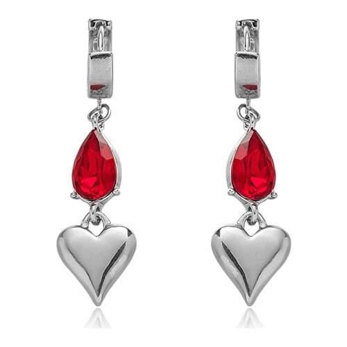 New Arrival Fashion Earrings Metal Vintage Water Drop Women Dangle Earrings Metal Love Red Crystal Zircon Earrings Girl Jewelry